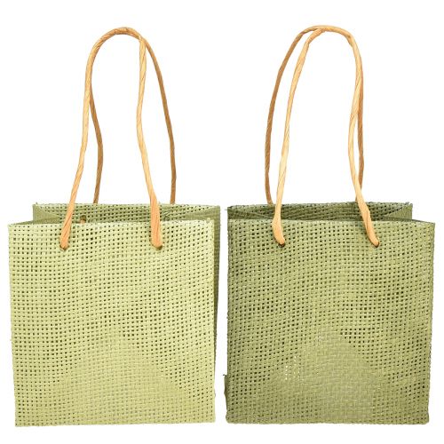 Floristik24 Sacs cadeaux avec poignée papier aluminium vert 10,5cm 12 pcs