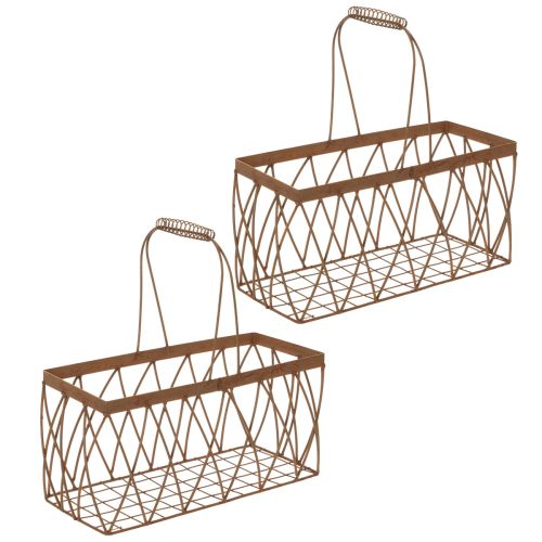 Panier en maille panier en métal aspect rouille 28x13,5x14cm 2pcs acheter | Floristik24.be