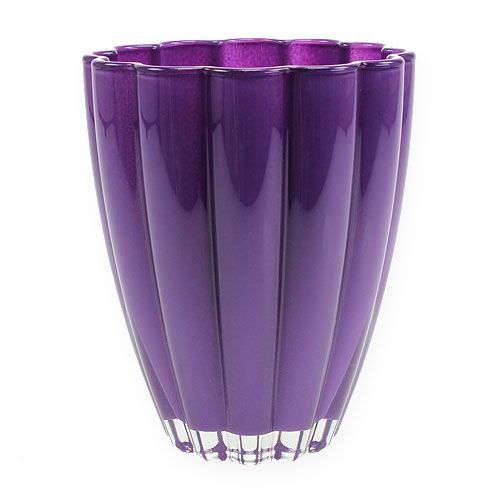 Floristik24 Vase en verre &quot;Bloom&quot; violet Ø14cm H17cm