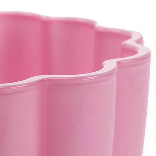 Floristik24 Vase en verre "Bloom" rose Ø14cm H17cm