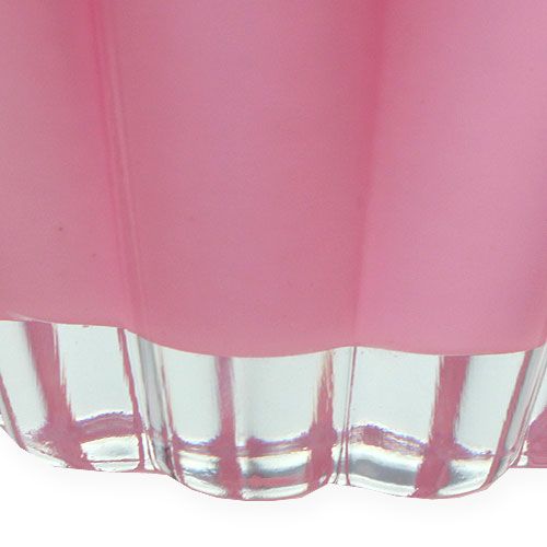Floristik24 Vase en verre "Bloom" rose Ø14cm H17cm