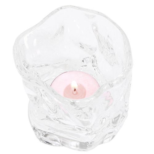 Floristik24 Photophore décoratif en verre petit bougeoir en verre Ø8cm H7,5cm 2pcs
