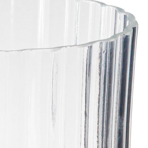 Article Vases en verre vases décoratifs décor rainures claires Ø12cm H19cm 2pcs