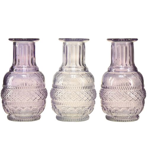 Floristik24 Vases en verre mini vases violet clair violet style rétro H13cm 3pcs