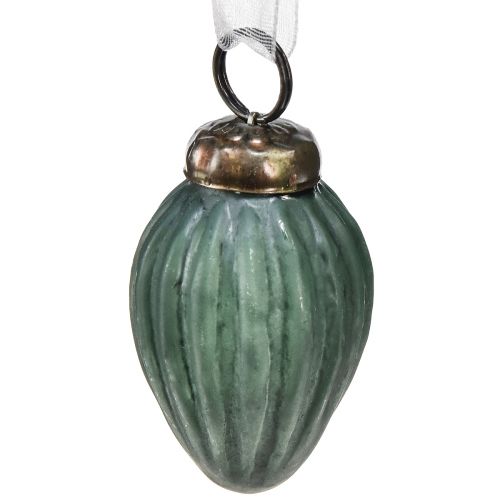 Article Cônes en verre à suspendre décoration de Noël verre vert mat Ø10cm 18 pièces dans un verre