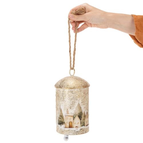 Cloche à suspendre ornée d'un motif de village d'hiver, 20 cm | Floristik24.be