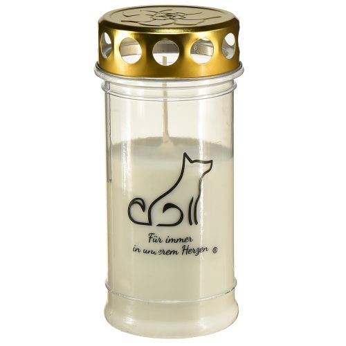 Lampe funéraire bougie funéraire chien pour animaux blanc Ø7cm H16,5cm
