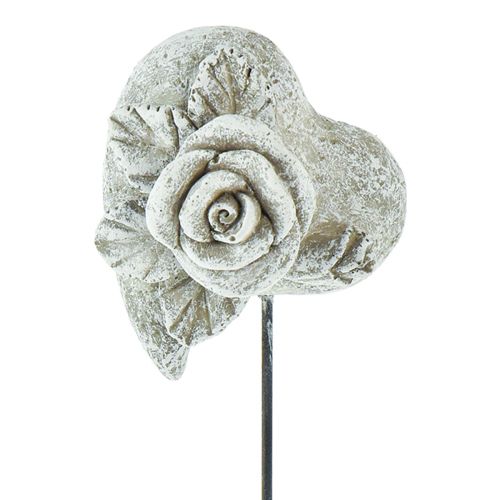 Floristik24 Décoration funéraire sur piquet Coeur avec rose 5,5cm 6pcs