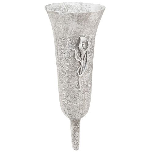 Floristik24 Vase funéraire vase gris à coller avec motif calla H32,5cm
