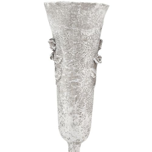 Article Vase funéraire Gris Vase à piquer avec motif roses H26cm 2pc