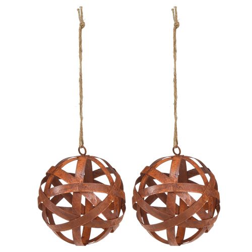 Floristik24 Boule métal rouillé Ø15cm boules de jardin extérieur 2pcs