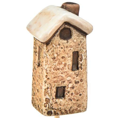 Article Charmante décoration de maison en céramique sur bâtons - Différentes nuances de marron, 6 cm - Piquets de jardin idylliques - 6 pièces
