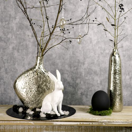 Article Lapin assis décoratif lapin décoration de Pâques pierre artificielle blanche H22cm