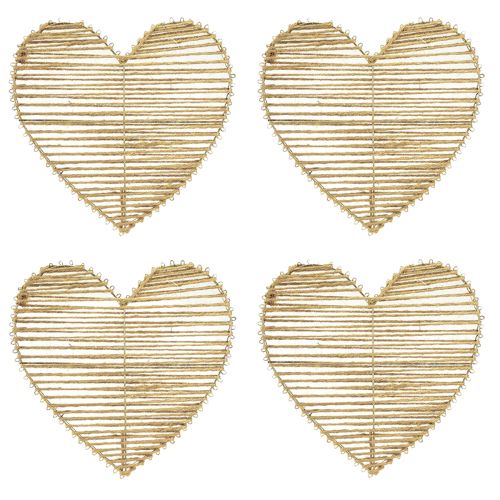 Article Coeur Jute Naturel Pour Fleurs Séchées 35cm 4pcs
