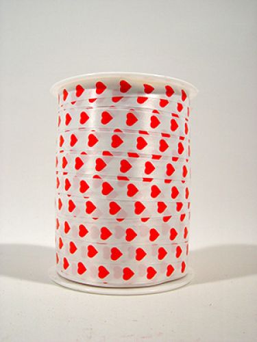 Floristik24 Ruban coeur blanc/rouge 10mm Simpatia 250m