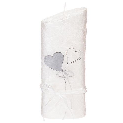 Floristik24 Bougie de mariage, bougie de mariage argentée, bougie blanche 210/85 mm