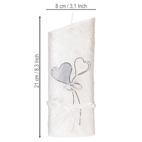 Article Bougie de mariage, bougie de mariage argentée, bougie blanche 210/85 mm