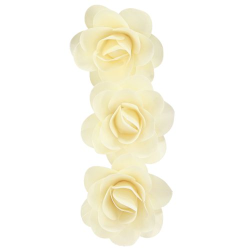 Article Roses décoratives en bois roses artificielles crème roses en bois Ø10cm 12 pcs