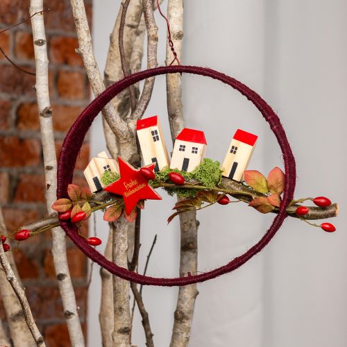 Floristik24 Maison en bois maisons décoratives bois naturel rouge 4 pcs