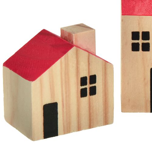 Floristik24 Maison en bois maisons décoratives bois naturel rouge 4 pcs