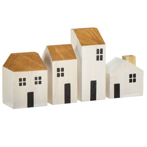 Floristik24 Maison en bois maisons décoratives bois blanc marron 4,5-8cm 4 pcs