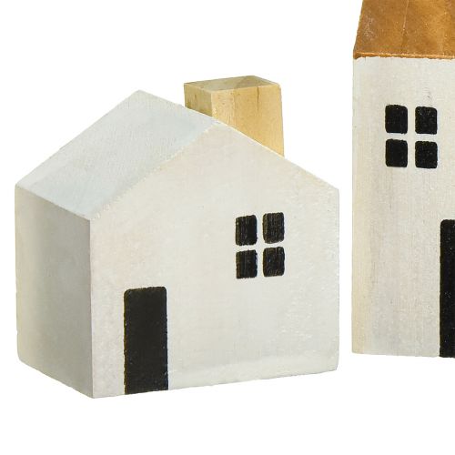 Floristik24 Maison en bois maisons décoratives bois blanc marron 4,5-8cm 4 pcs