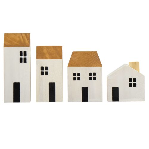 Floristik24 Maison en bois maisons décoratives bois blanc marron 4,5-8cm 4 pcs