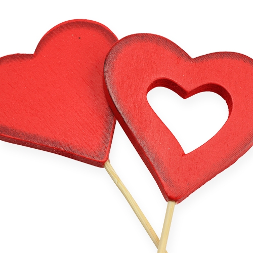 Floristik24 Coeur en bois 5cm rouge 24pcs