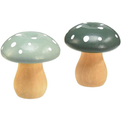 Article Champignons en bois champignons décoratifs amanites mouches en bois menthe verte 5cm 8 pcs