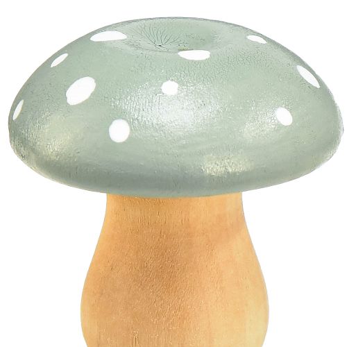 Article Champignons en bois champignons décoratifs amanites mouches en bois menthe verte 5cm 8 pcs