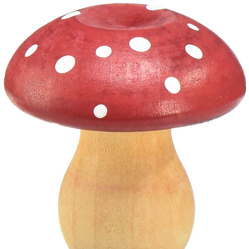 Article Champignons en bois Champignons décoratifs Amanites mouches en bois Rouge Orange 5cm 9pcs