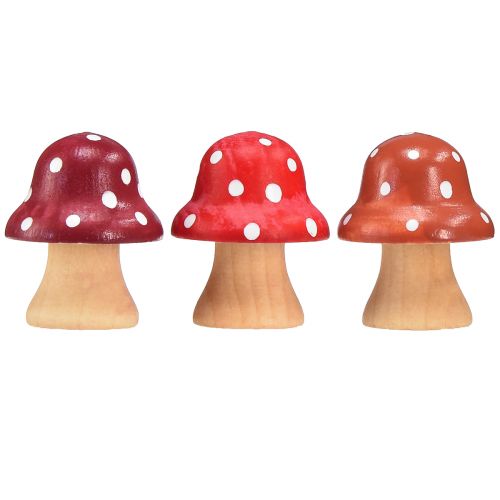 Article Champignons en bois Champignons décoratifs Mini amanites mouches en bois rouge orange 4 cm 12 pcs