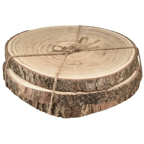 Article Disques en bois disque d'arbre Paulownia naturel Ø26-28cm 3 pcs