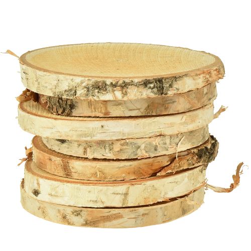 Floristik24 Disques en bois avec écorce de bouleau naturel Ø9-10cm 7 pcs