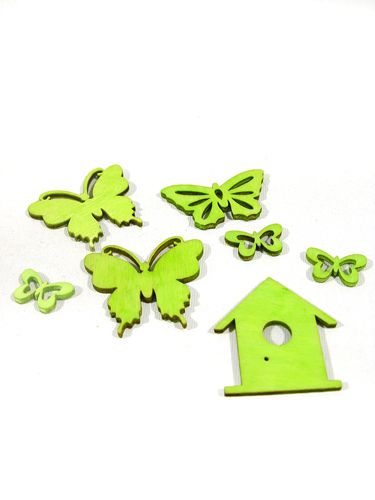 Floristik24 Assortiment de papillons en bois assortiment vert 60pcs