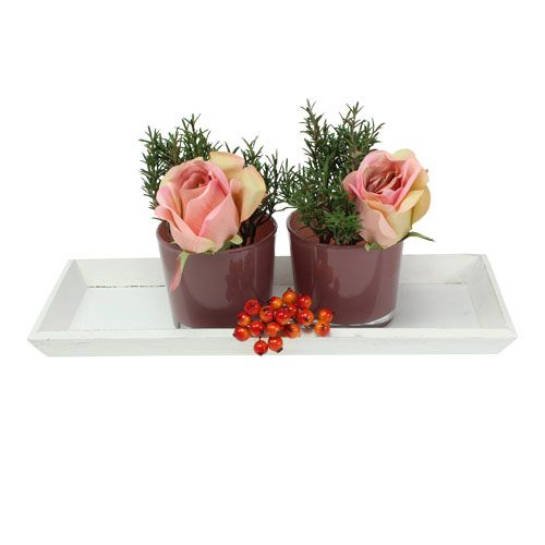 Floristik24 Plateau en bois blanc 39cm x 15cm