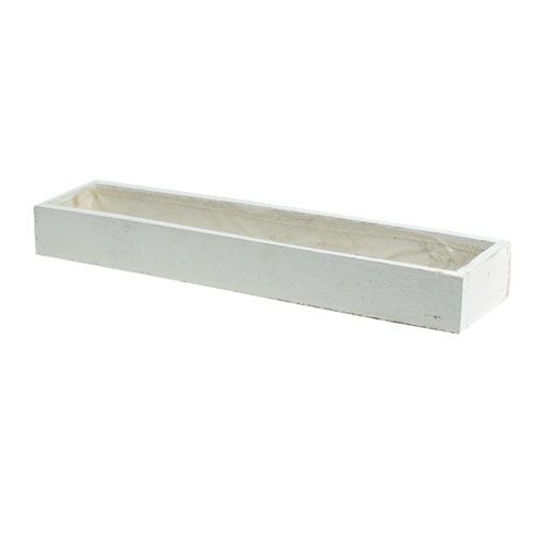 Floristik24 Boîte en bois avec papier d&#39;aluminium blanc 50cm x 9cm x 6cm