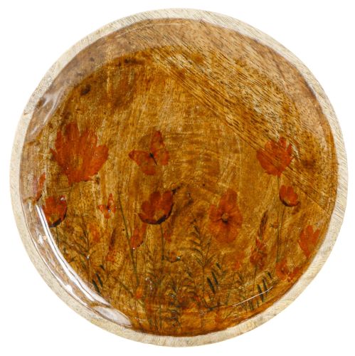 Article Assiette en bois Fleurs Papillon Naturel Rose Ø15cm 3pcs