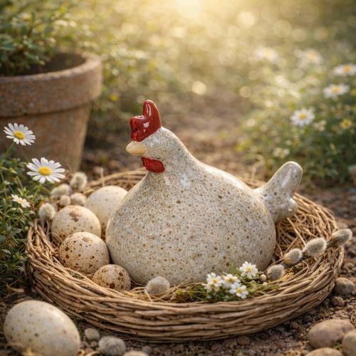 Article Figurine de poulet en céramique, design amusant pour une décoration intérieure élégante, 16 cm, lot de 2