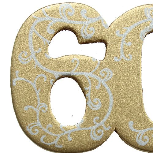Floristik24 Chiffre "60" à coller bois or 36pcs