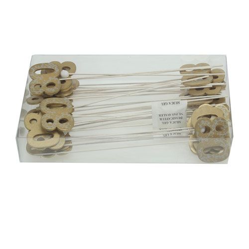 Floristik24 Numéro d’anniversaire en bois sur tige „80“, doré 36 p.