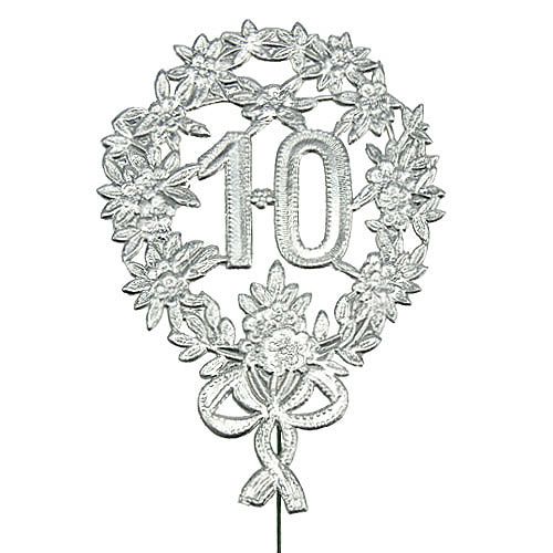 Floristik24 Anniversaire numéro 10 argent Ø8cm 10pcs