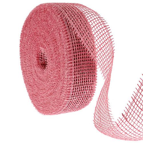Ruban de jute rose, 5 cm de large, 40 m de long
