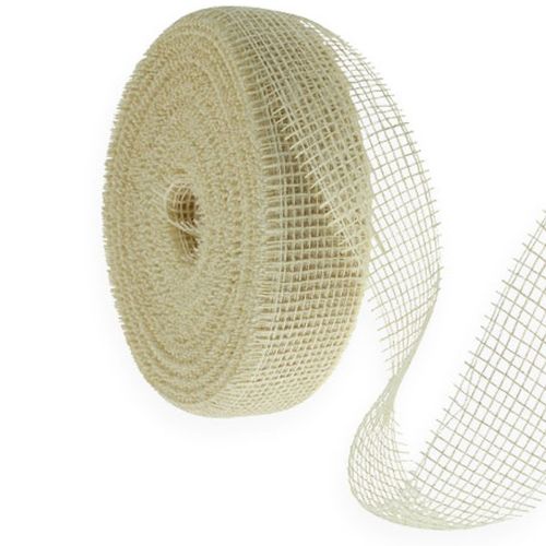 Floristik24 Ruban de jute blanchi, 5 cm de large, 40 m de long