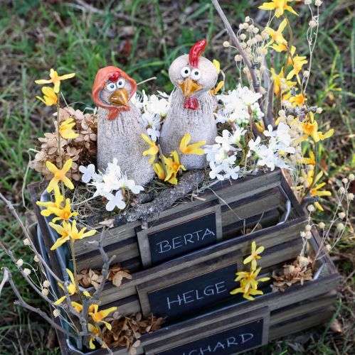 Floristik24 Poulets décoratifs en céramique Coq de Pâques et poule H20/22cm 2 pièces