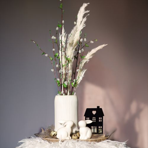 Article Vase en céramique à rainures Vase en céramique blanc Ø13cm H20cm