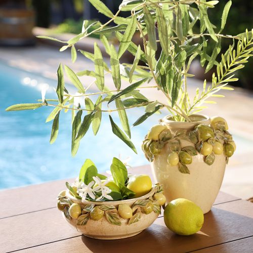 Article Vase Céramique Décoration Citron Vert Méditerranéen Jaune H19cm
