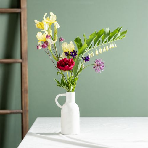 Floristik24 Vase en céramique blanc pour décoration sèche vase avec anse Ø9cm H21cm