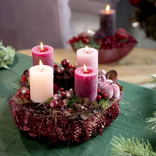 Article Bougies Bougies Pilier Baies Roses 3 Couleurs 60x80mm 12 pcs