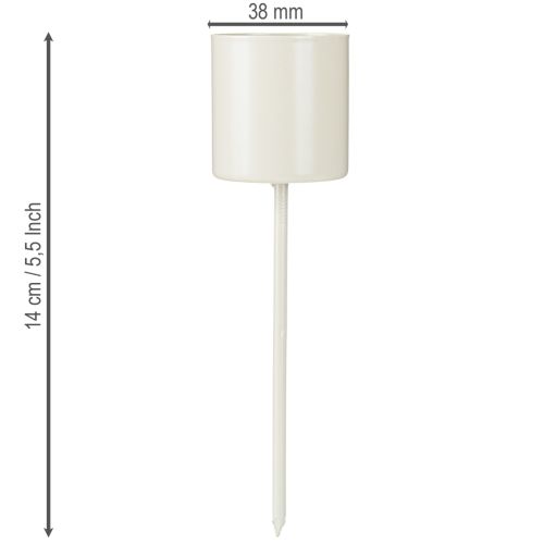 Article Bougeoir pour bougies coniques épaisses, métal, beige, 3,8 x 14 cm, 4 pièces